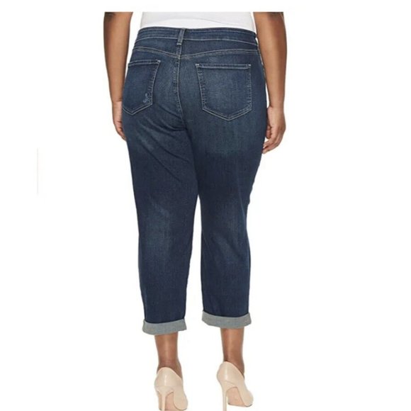 NYDJ Boyfriend Jeans LiftxTuck Embroidered Patches Cuffed Women’s Plus Size 24W - Picture 2 of 14